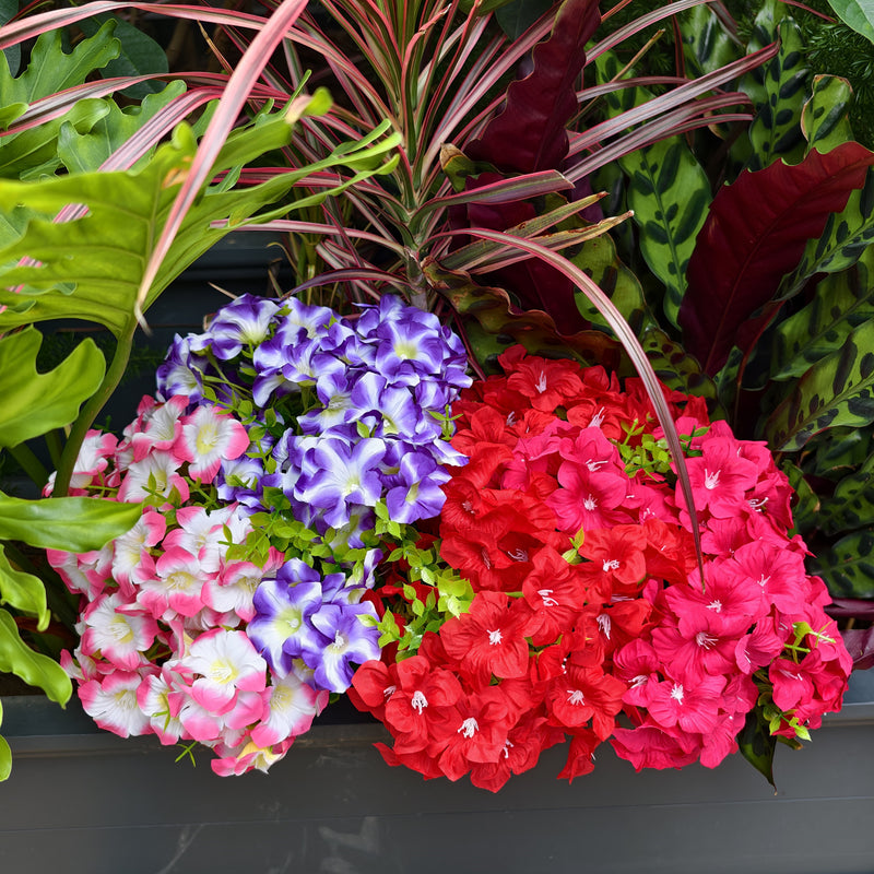 Bulk 9 Bundles 14" Artificial Flowers, UV Resistant Outdoor Faux Plants, Weatherproof Shrubs for Front Porch Planters, Balcony Decor, Window Box & DIY Weddings