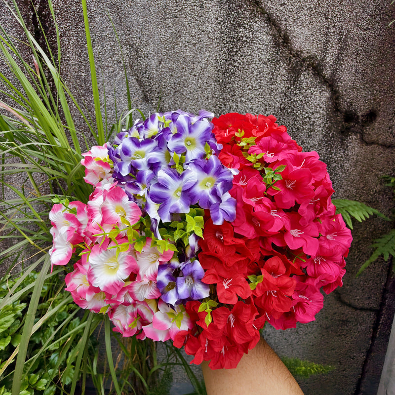 Bulk 9 Bundles 14" Artificial Flowers, UV Resistant Outdoor Faux Plants, Weatherproof Shrubs for Front Porch Planters, Balcony Decor, Window Box & DIY Weddings