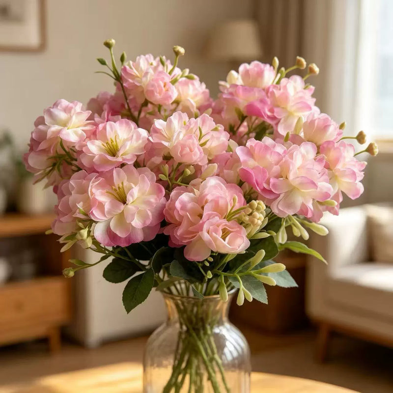 Faux Camellia Stems, 15" Tall with 15 Lifelike Blooms, Realistic Artificial Flowers for Vase, Wedding Bouquets, DIY Floral Arrangements & Centerpieces