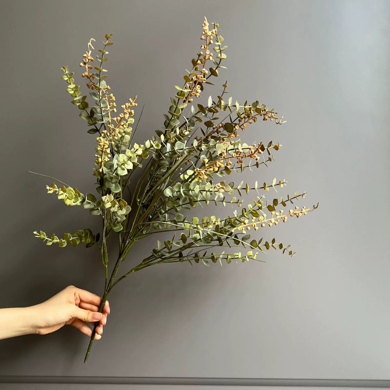 Realistic Eucalyptus Berry Stem, 25" Long Faux Greenery Spray, Authentic Look for Vase Filler, Home Decor, DIY Wedding Bouquets & Centerpieces, Bulk Available