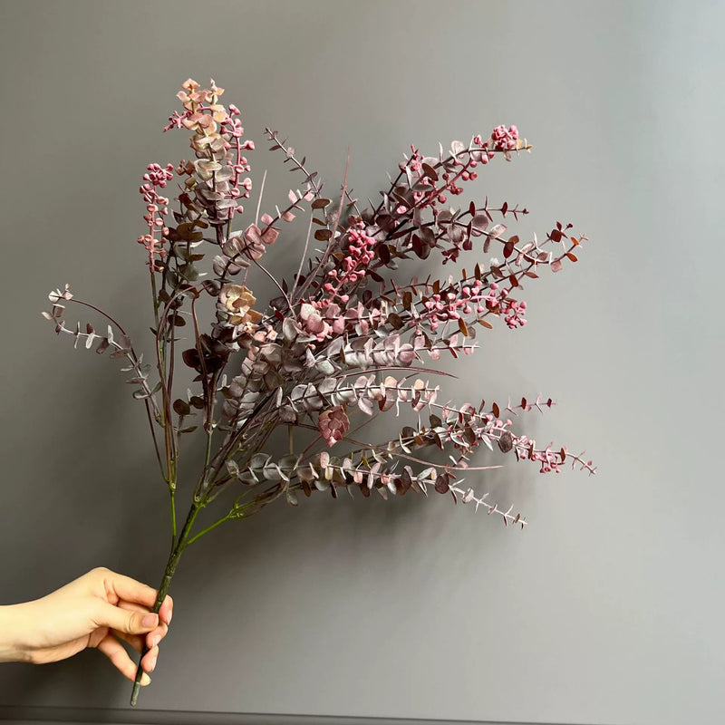Realistic Eucalyptus Berry Stem, 25" Long Faux Greenery Spray, Authentic Look for Vase Filler, Home Decor, DIY Wedding Bouquets & Centerpieces, Bulk Available