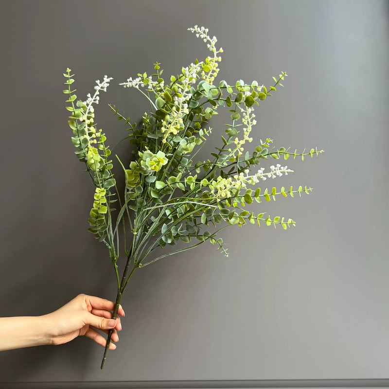 Realistic Eucalyptus Berry Stem, 25" Long Faux Greenery Spray, Authentic Look for Vase Filler, Home Decor, DIY Wedding Bouquets & Centerpieces, Bulk Available