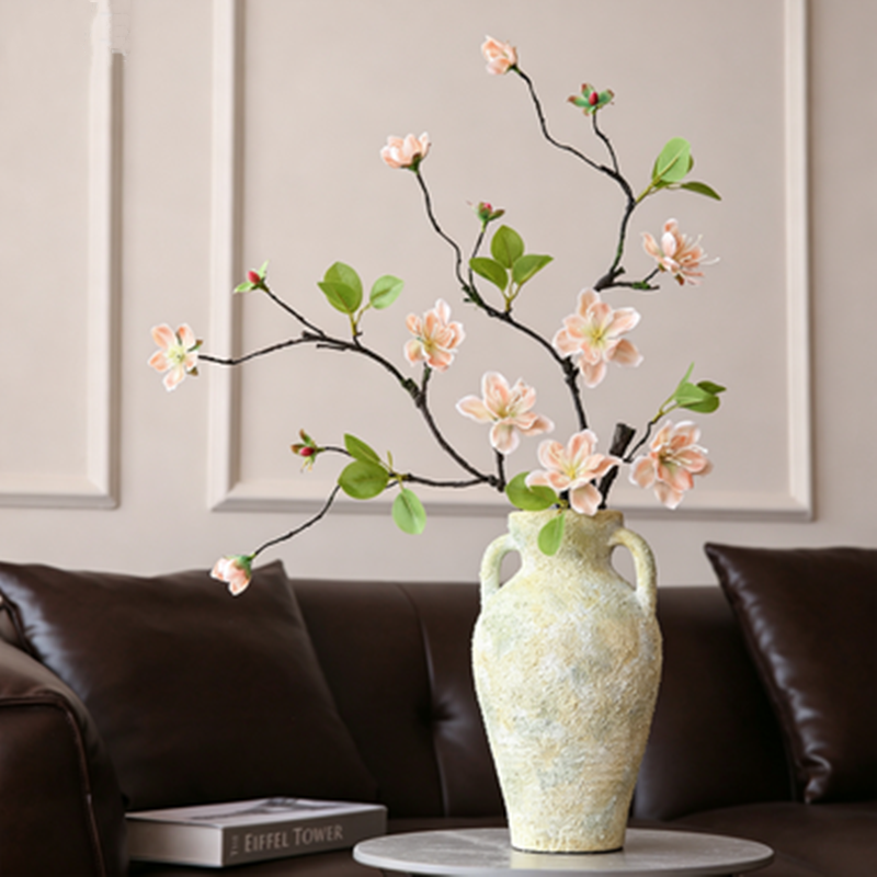Dried Branch Golden Silk Orchid, 26" Real-Touch Faux Floral Arrangement, Perfect for Home Decor, Weddings, Events, and Rustic Aesthetic