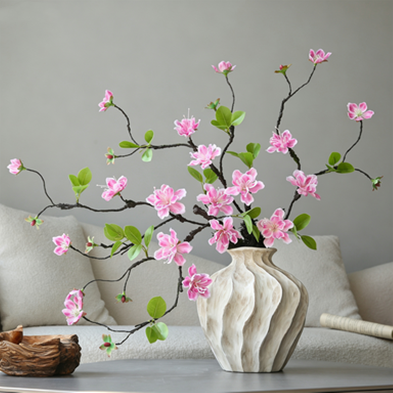 Dried Branch Golden Silk Orchid, 26" Real-Touch Faux Floral Arrangement, Perfect for Home Decor, Weddings, Events, and Rustic Aesthetic
