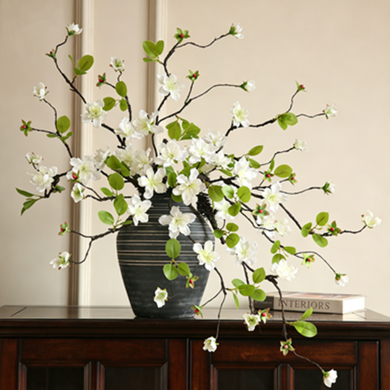 Dried Branch Golden Silk Orchid, 26" Real-Touch Faux Floral Arrangement, Perfect for Home Decor, Weddings, Events, and Rustic Aesthetic