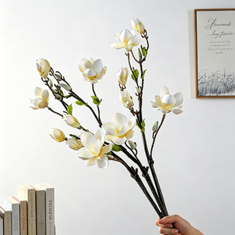 Magnolia Blossom Artificial Flowers, 32" Tall, Realistic Faux Floral Arrangement for Home Decor, Weddings, Events, Table Centerpieces