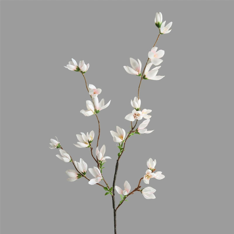 Lifelike Mini Magnolia Stem, 35" Tall Faux Flower Branch, Realistic Artificial Flowers for Vase, Modern Home Decor, Wedding Centerpieces