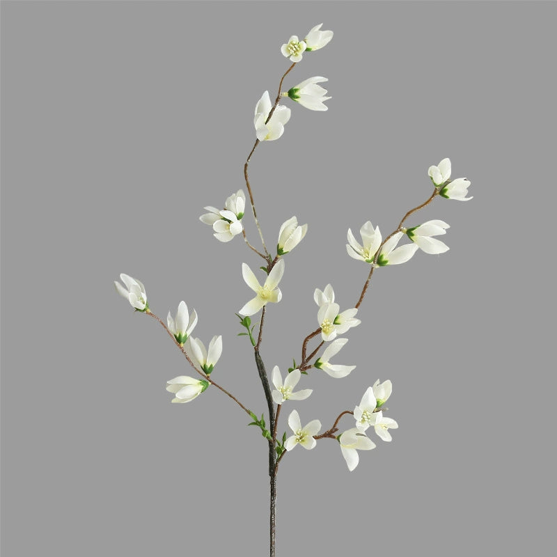Lifelike Mini Magnolia Stem, 35" Tall Faux Flower Branch, Realistic Artificial Flowers for Vase, Modern Home Decor, Wedding Centerpieces