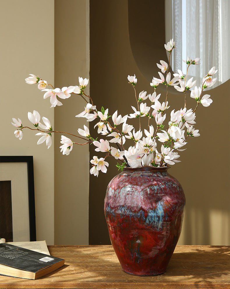 Lifelike Mini Magnolia Stem, 35" Tall Faux Flower Branch, Realistic Artificial Flowers for Vase, Modern Home Decor, Wedding Centerpieces