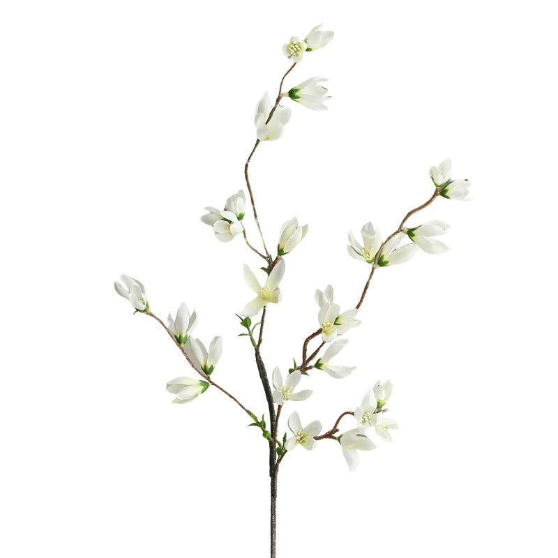 Lifelike Mini Magnolia Stem, 35" Tall Faux Flower Branch, Realistic Artificial Flowers for Vase, Modern Home Decor, Wedding Centerpieces