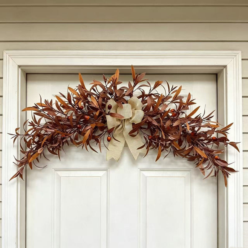 31" Faux Olive Garland in Rich Coffee, Lifelike Artificial Greenery Vine for Autumn Mantle Decor, Wedding Table Runner, Rustic Farmhouse Wall Swag