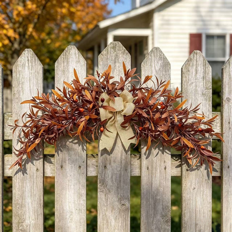 31" Faux Olive Garland in Rich Coffee, Lifelike Artificial Greenery Vine for Autumn Mantle Decor, Wedding Table Runner, Rustic Farmhouse Wall Swag