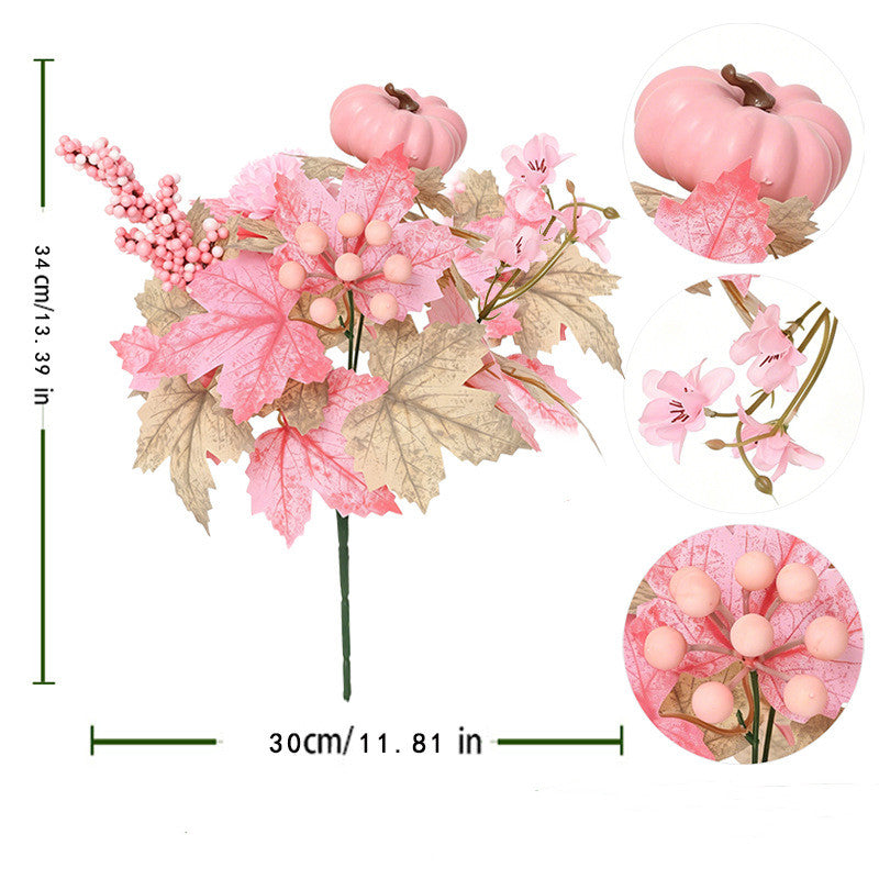 Autumn Pumpkin Bouquet - 13" Real-Touch Faux Floral Arrangement, Perfect for Home Decor, Weddings, and Seasonal Events
