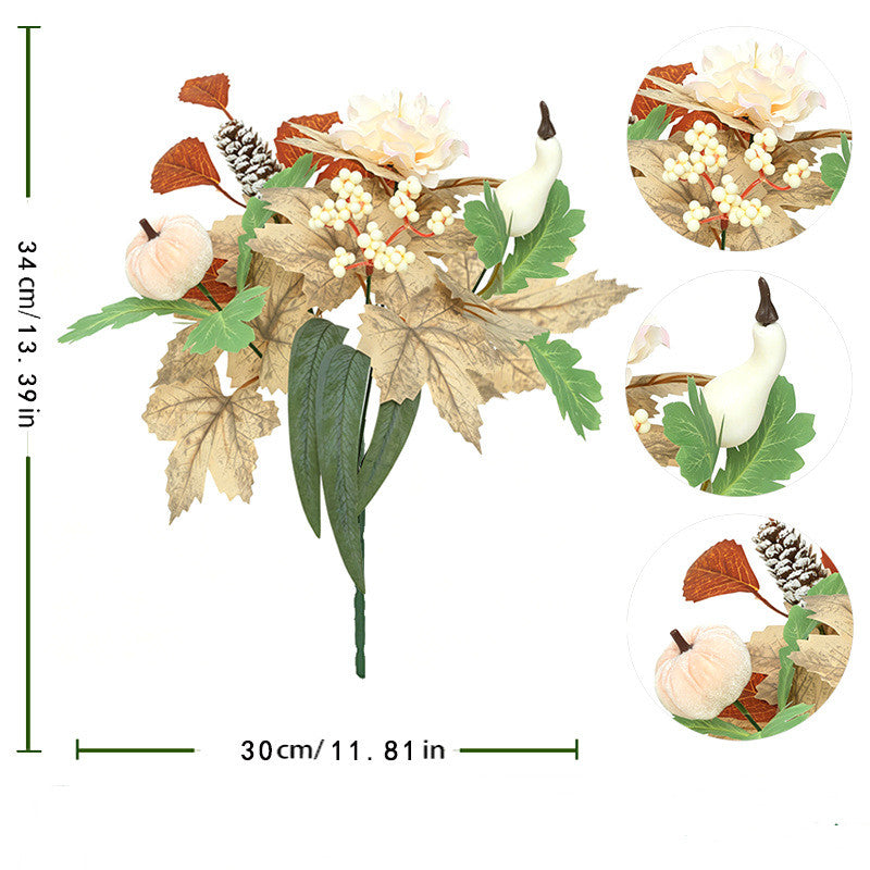 Autumn Pumpkin Bouquet - 13" Real-Touch Faux Floral Arrangement, Perfect for Home Decor, Weddings, and Seasonal Events