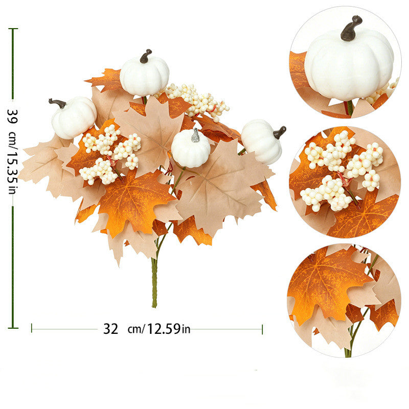 Autumn Pumpkin Bouquet - 13" Real-Touch Faux Floral Arrangement, Perfect for Home Decor, Weddings, and Seasonal Events