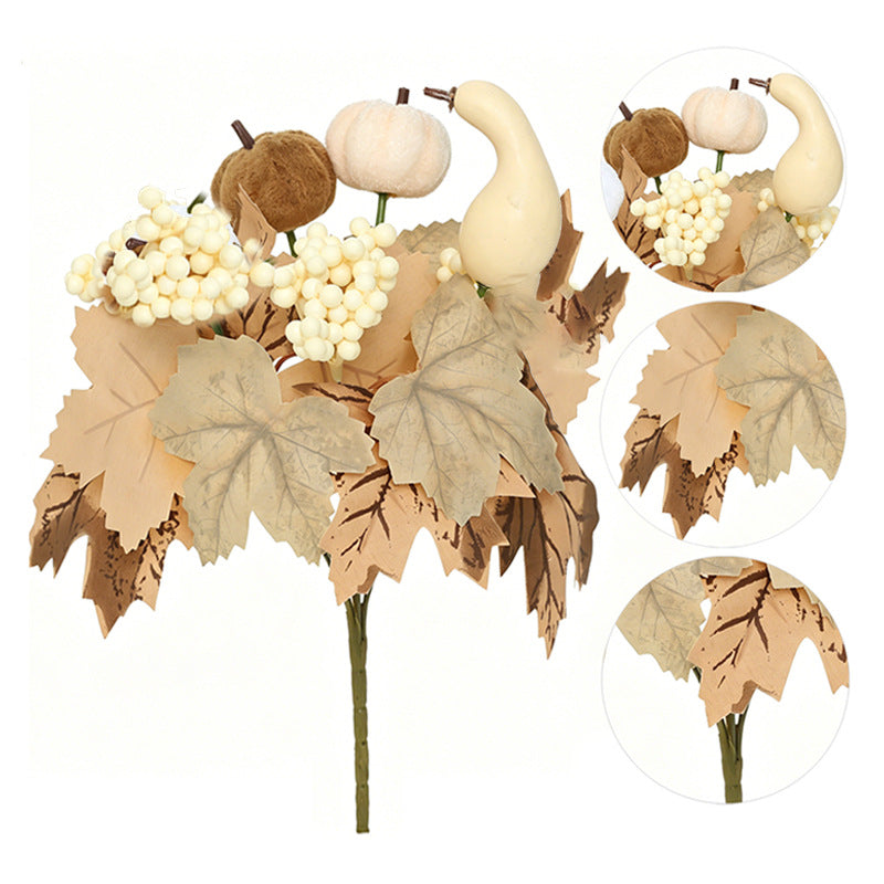 Autumn Pumpkin Bouquet - 13" Real-Touch Faux Floral Arrangement, Perfect for Home Decor, Weddings, and Seasonal Events