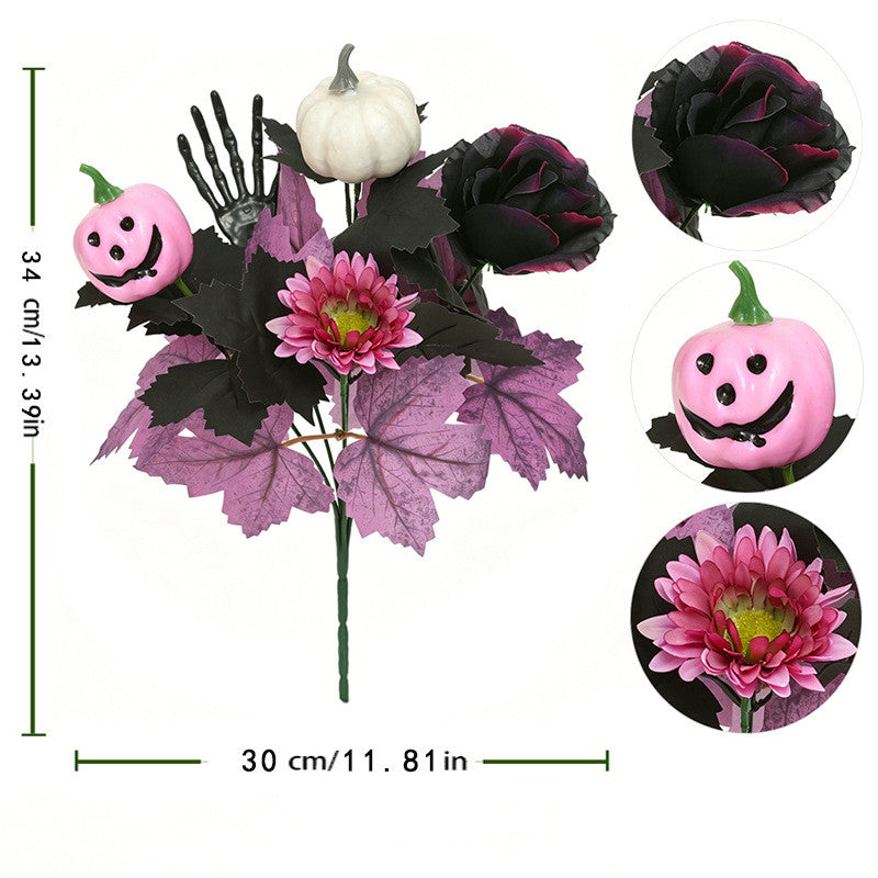 Autumn Pumpkin Bouquet - 13" Real-Touch Faux Floral Arrangement, Perfect for Home Decor, Weddings, and Seasonal Events