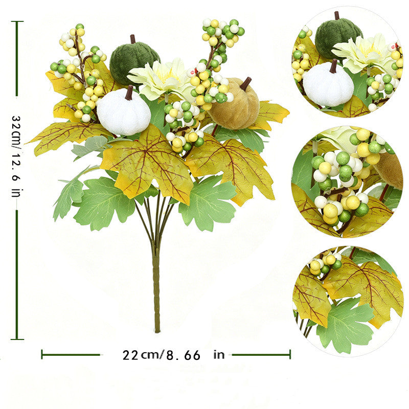 Autumn Pumpkin Bouquet - 13" Real-Touch Faux Floral Arrangement, Perfect for Home Decor, Weddings, and Seasonal Events