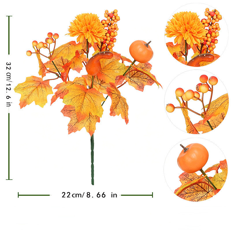 Autumn Pumpkin Bouquet - 13" Real-Touch Faux Floral Arrangement, Perfect for Home Decor, Weddings, and Seasonal Events