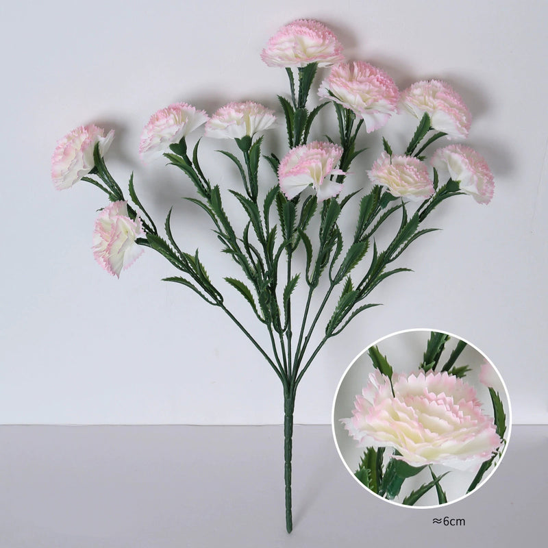 10-Head Artificial Carnation Bunch, 16" Tall Realistic Faux Flowers, Lifelike Carnation Bouquet for Vase, Home Decor, DIY Weddings & Centerpieces