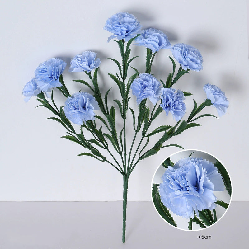 10-Head Artificial Carnation Bunch, 16" Tall Realistic Faux Flowers, Lifelike Carnation Bouquet for Vase, Home Decor, DIY Weddings & Centerpieces