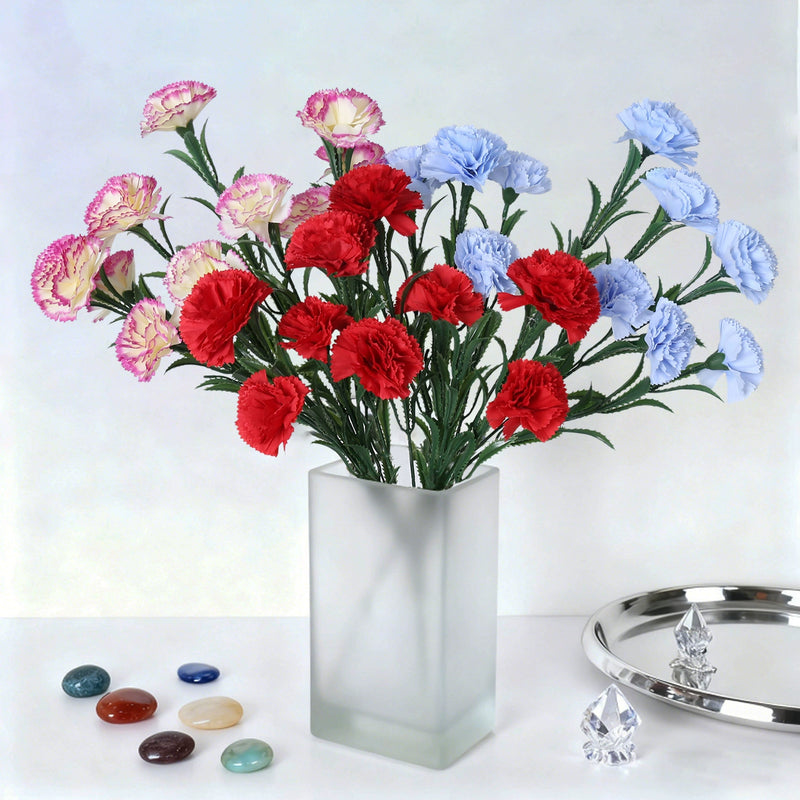 10-Head Artificial Carnation Bunch, 16" Tall Realistic Faux Flowers, Lifelike Carnation Bouquet for Vase, Home Decor, DIY Weddings & Centerpieces