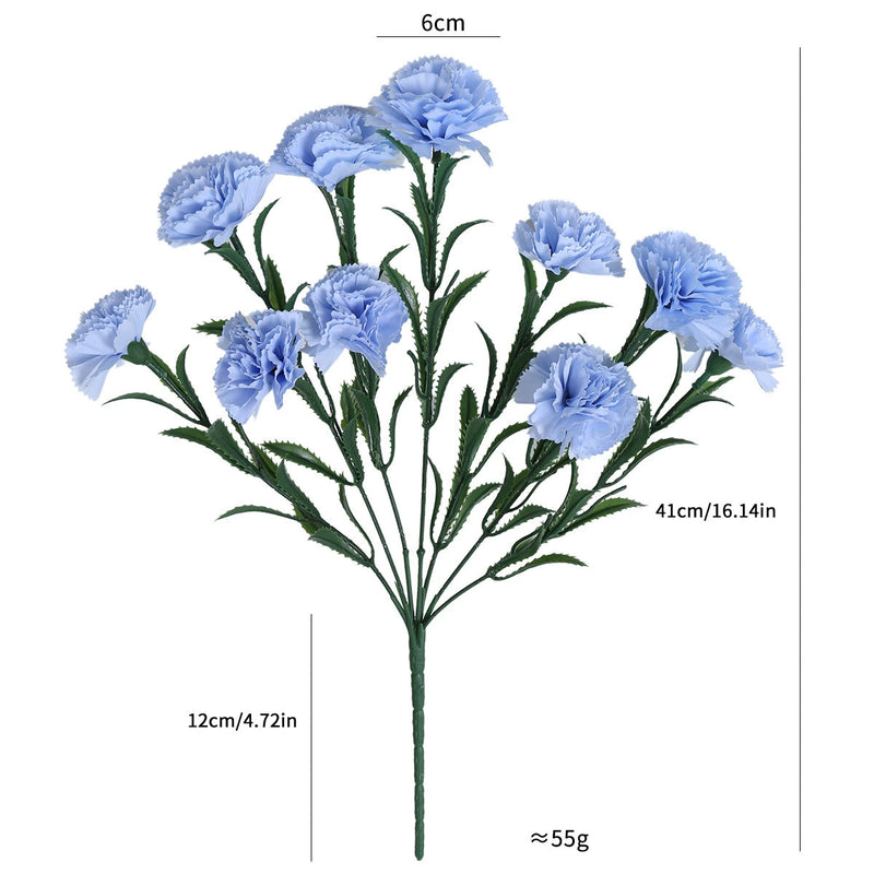 10-Head Artificial Carnation Bunch, 16" Tall Realistic Faux Flowers, Lifelike Carnation Bouquet for Vase, Home Decor, DIY Weddings & Centerpieces