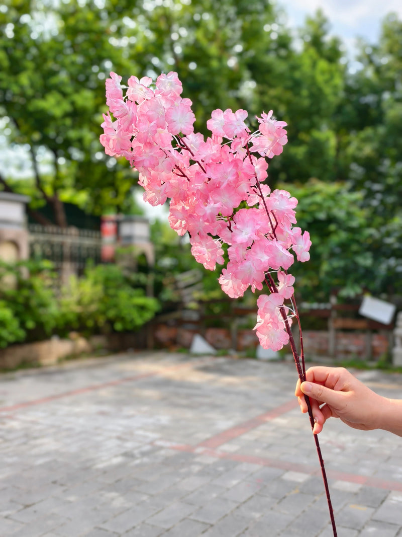 37" Fire-Resistant Faux Pink Cherry Blossom Branch, Realistic Touch, Perfect for Home Decor, Weddings, Events, and Floral Arrangements
