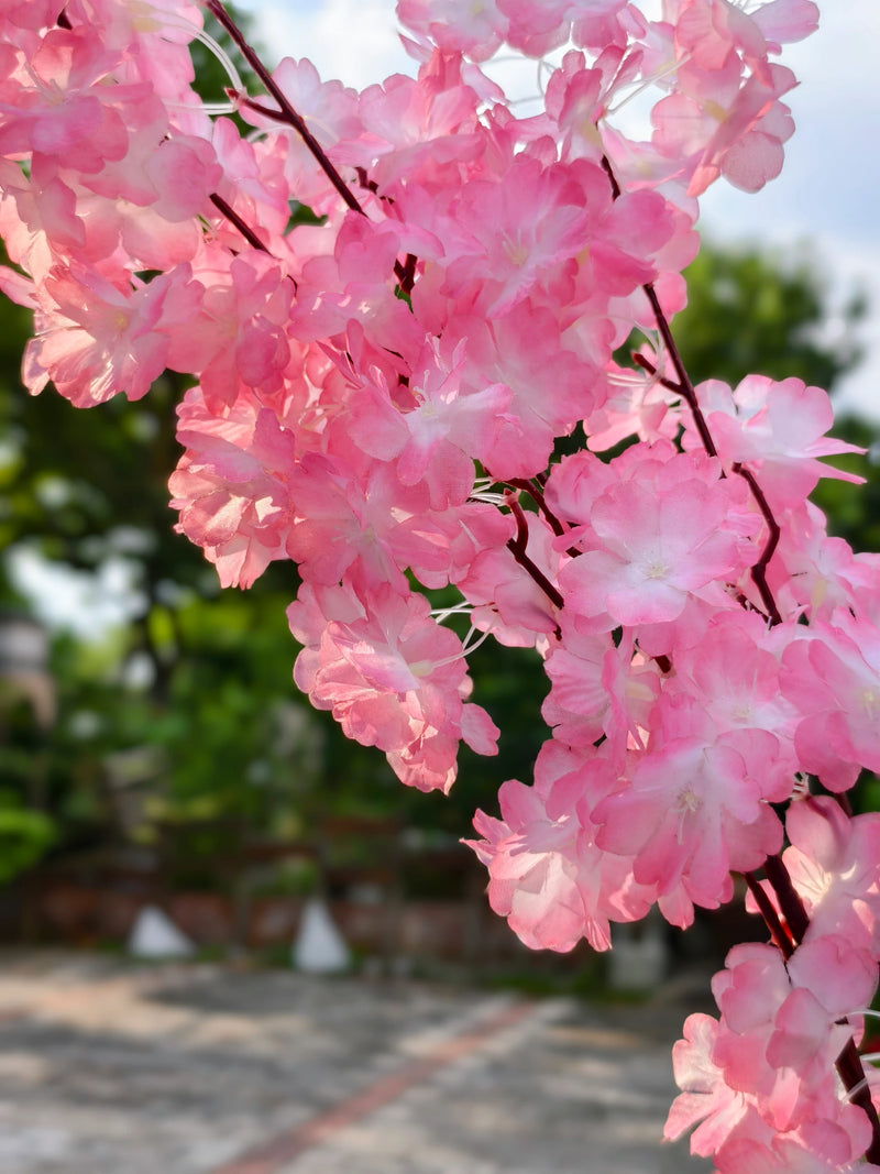 37" Fire-Resistant Faux Pink Cherry Blossom Branch, Realistic Touch, Perfect for Home Decor, Weddings, Events, and Floral Arrangements