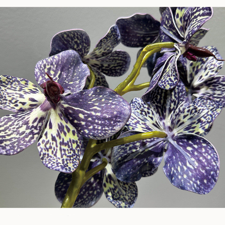 2-Pack 8" Real Touch Vanda Orchid Stems, Lifelike PU Faux Flowers for Short Vase, DIY Wedding Bouquet & Centerpiece, Autumn Home Decor