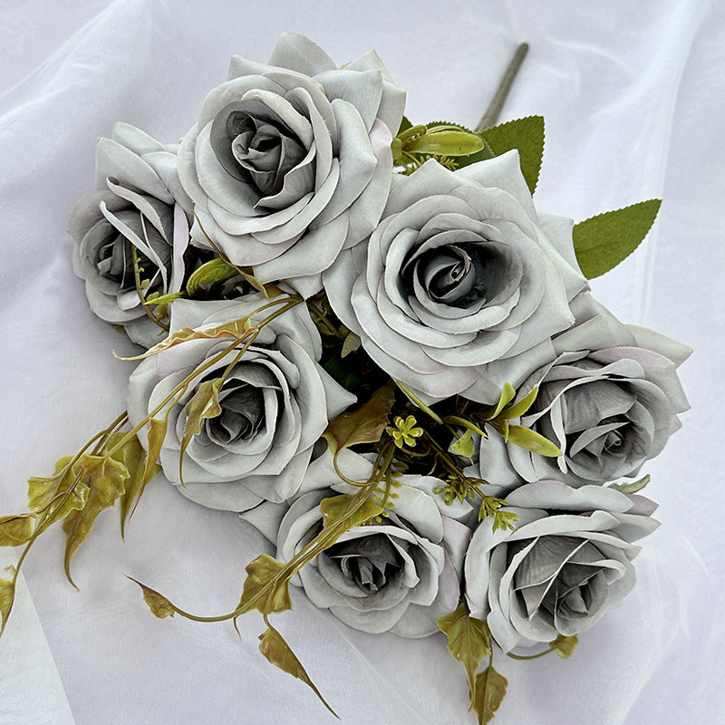 Faux Curled Edge Rose Bouquet, 22" Realistic Artificial Flowers for Home Decor, Weddings, Events, and Seasonal Arrangements