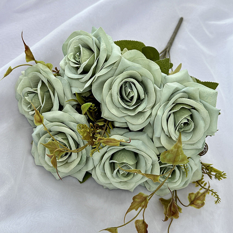 Faux Curled Edge Rose Bouquet, 22" Realistic Artificial Flowers for Home Decor, Weddings, Events, and Seasonal Arrangements