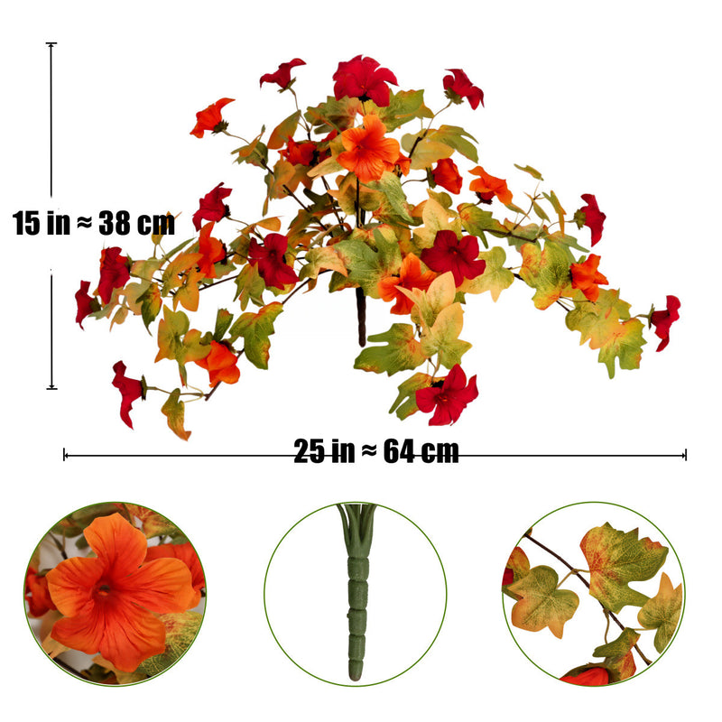 Bulk 2pcs Artificial Fall Petunias, 25" UV Resistant Fake Flowers for Outdoor Planter, Porch & Window Box, Lifelike Autumn Floral Stems for Home Decor & Wedding