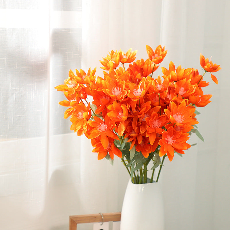 Large Snow Lotus Silk Flower Stem, 24" Tall with 6 Blooms, Realistic Faux Floral Branch for Wedding Centerpieces, Home Decor, DIY Arrangements