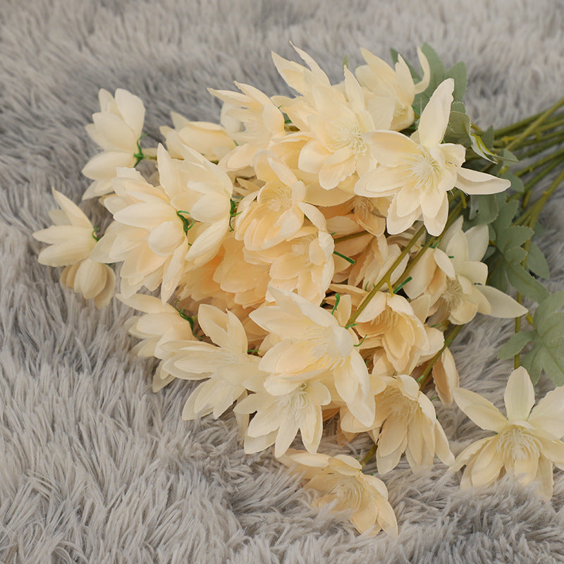 Large Snow Lotus Silk Flower Stem, 24" Tall with 6 Blooms, Realistic Faux Floral Branch for Wedding Centerpieces, Home Decor, DIY Arrangements