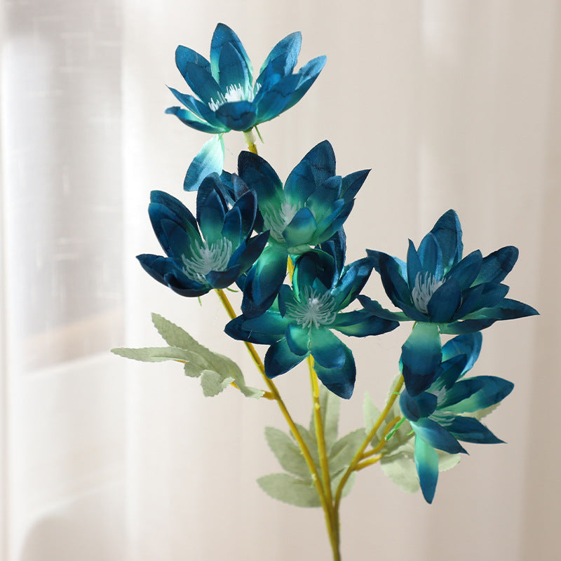 Large Snow Lotus Silk Flower Stem, 24" Tall with 6 Blooms, Realistic Faux Floral Branch for Wedding Centerpieces, Home Decor, DIY Arrangements