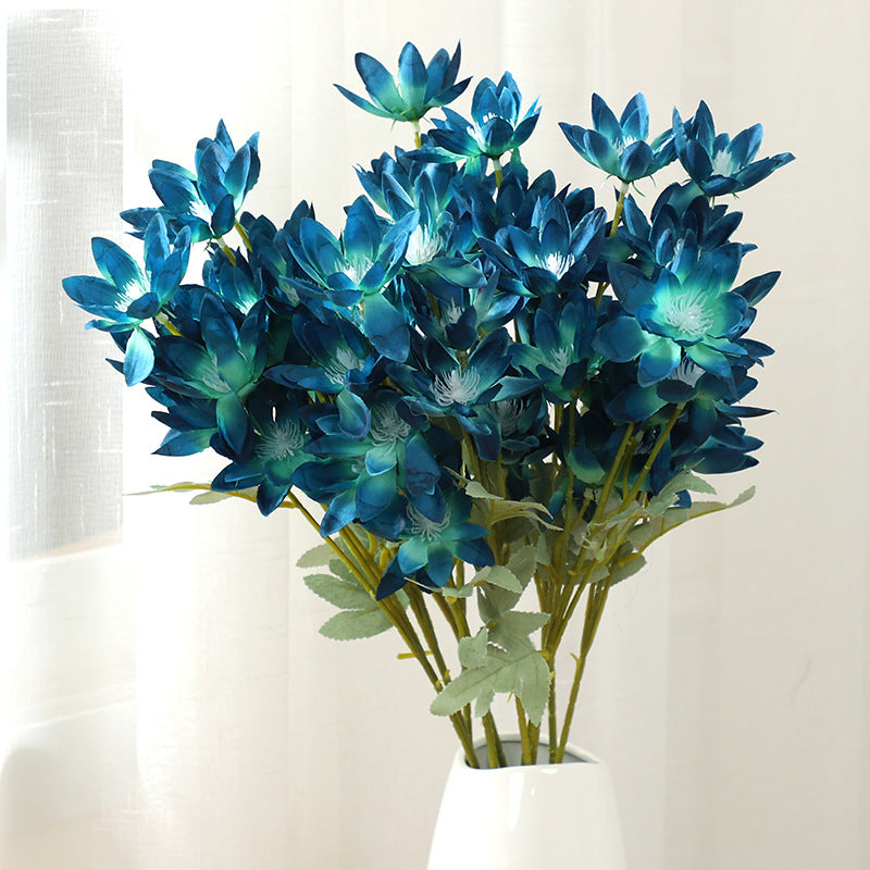 Large Snow Lotus Silk Flower Stem, 24" Tall with 6 Blooms, Realistic Faux Floral Branch for Wedding Centerpieces, Home Decor, DIY Arrangements