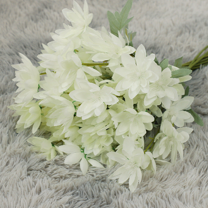 Large Snow Lotus Silk Flower Stem, 24" Tall with 6 Blooms, Realistic Faux Floral Branch for Wedding Centerpieces, Home Decor, DIY Arrangements