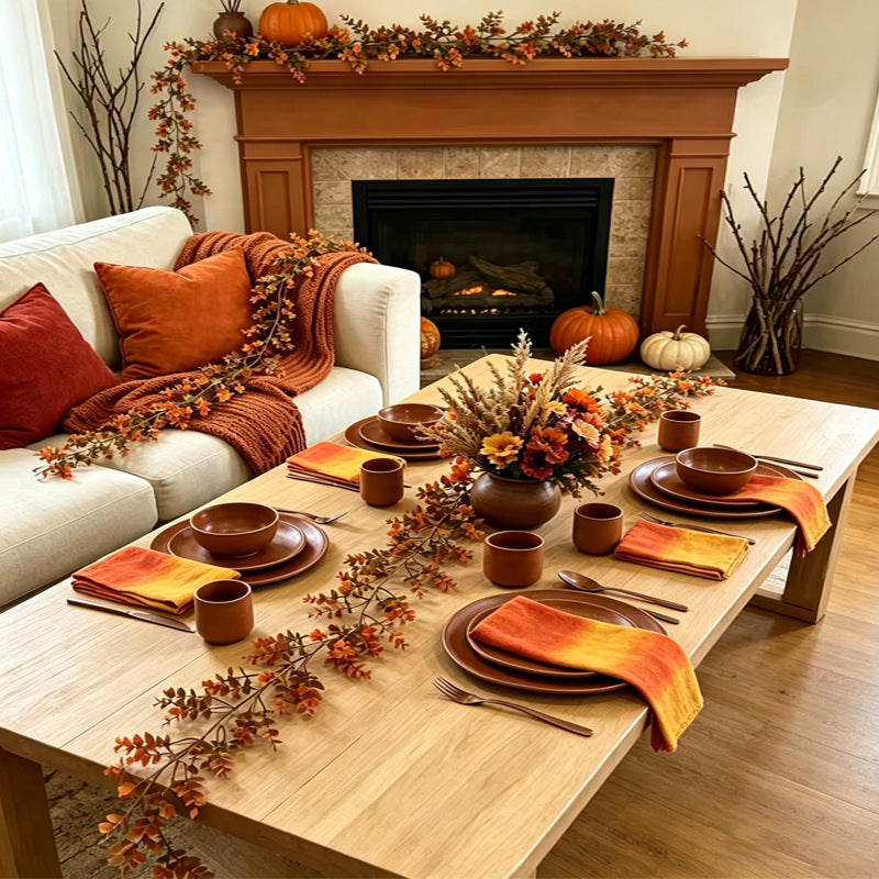 Autumn Harvest Eucalyptus Garland, Realistic Faux Foliage Vine for Thanksgiving Table Runner, Rustic Mantel Decor, Fall Wedding Arch, DIY Home & Event Styling