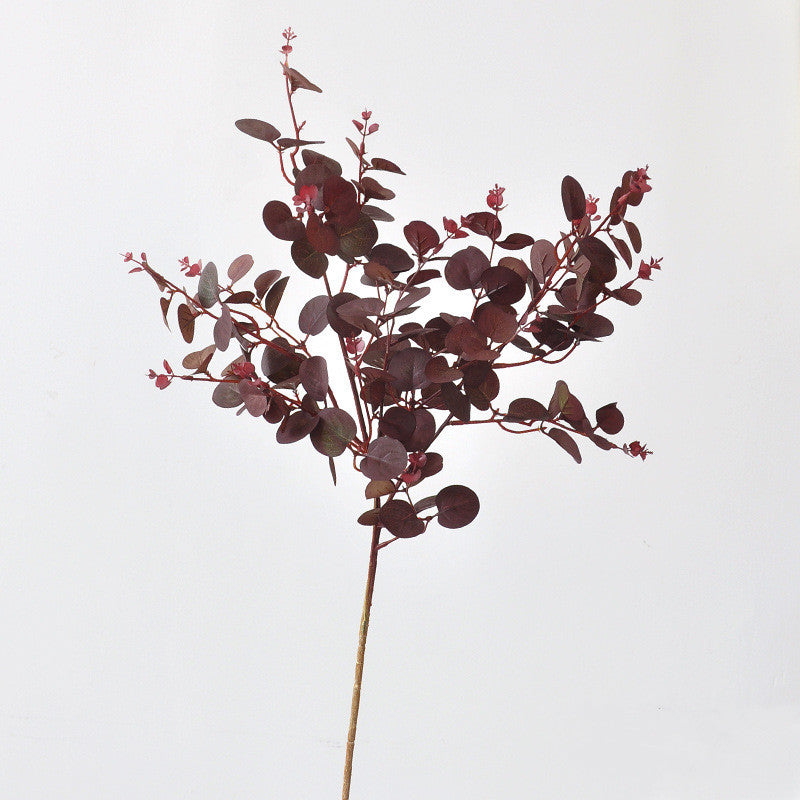 30" Long Stem Burgundy & Coffee Eucalyptus Stems (3 Pack), Realistic Faux Autumn Greenery for Vase, Home Decor, Wedding Arrangements & DIY Floral