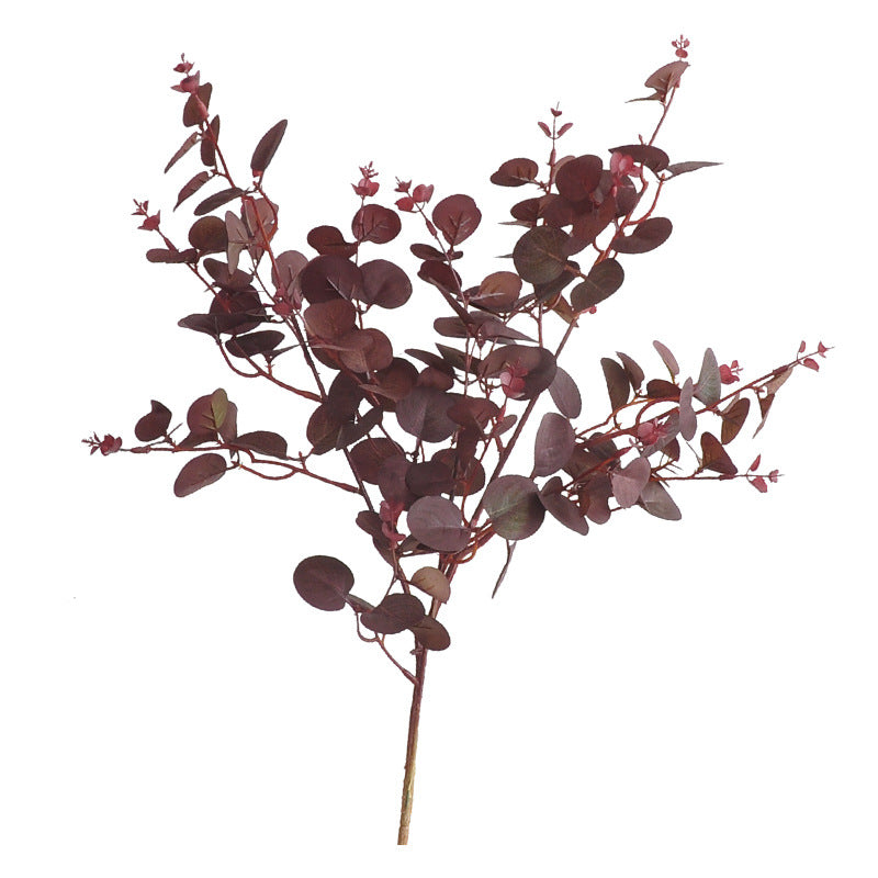 30" Long Stem Burgundy & Coffee Eucalyptus Stems (3 Pack), Realistic Faux Autumn Greenery for Vase, Home Decor, Wedding Arrangements & DIY Floral