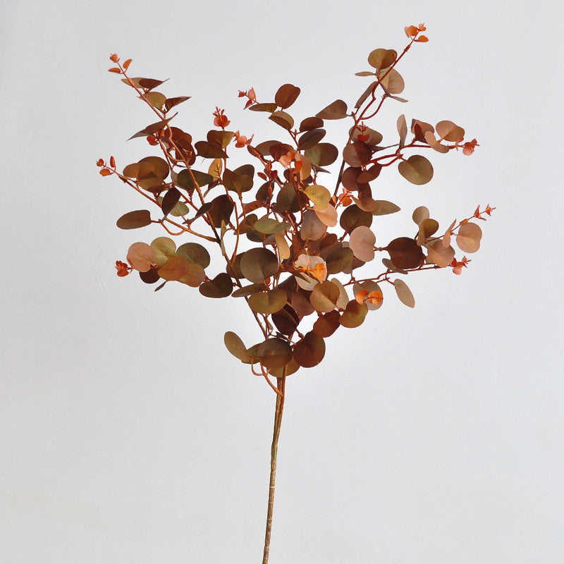 30" Long Stem Burgundy & Coffee Eucalyptus Stems (3 Pack), Realistic Faux Autumn Greenery for Vase, Home Decor, Wedding Arrangements & DIY Floral