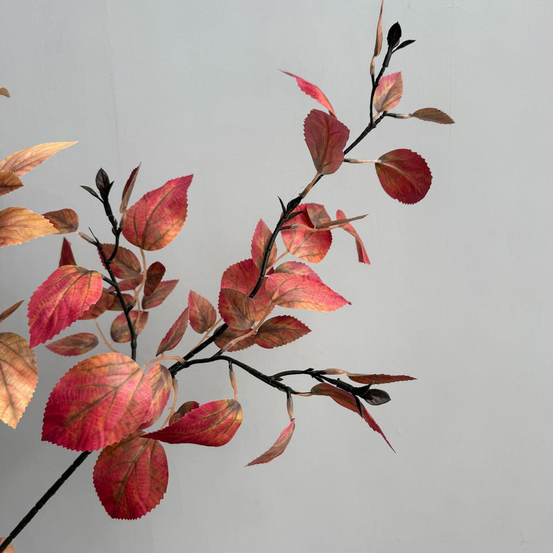 2-Pack 33" Faux Autumn Birch Branch, Russet Golden Leaves for Vase, Tall Realistic Stems for Home Decor, Wedding Centerpiece, Rustic Fall Arrangement