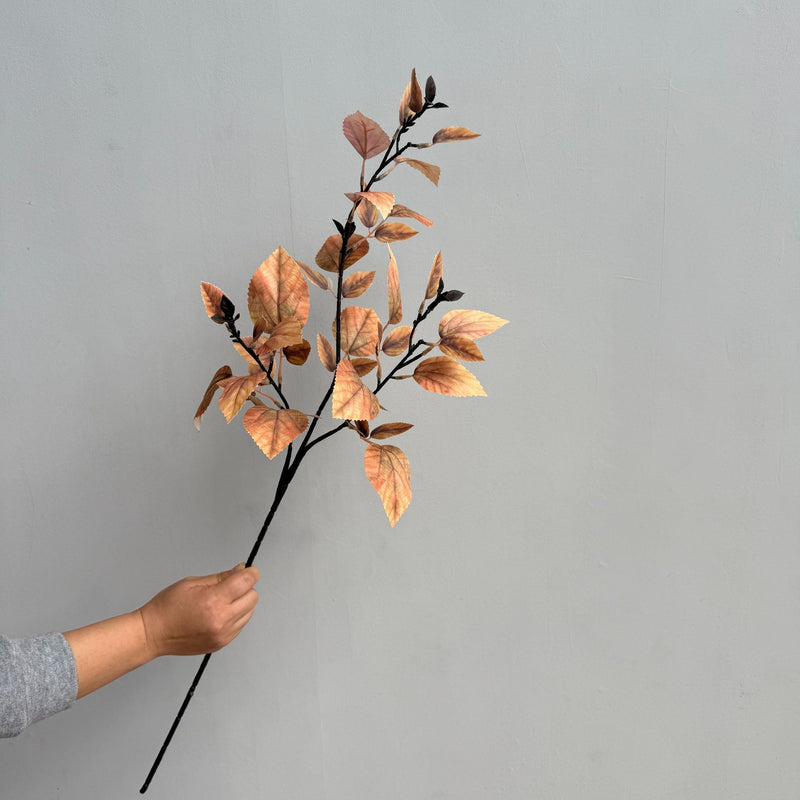 2-Pack 33" Faux Autumn Birch Branch, Russet Golden Leaves for Vase, Tall Realistic Stems for Home Decor, Wedding Centerpiece, Rustic Fall Arrangement