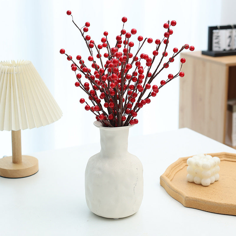 Realistic Red Berry Stems, 15" Faux Winterberry Branches for Holiday Vase Filler, Farmhouse Home Decor, DIY Wreaths & Floral Arrangements