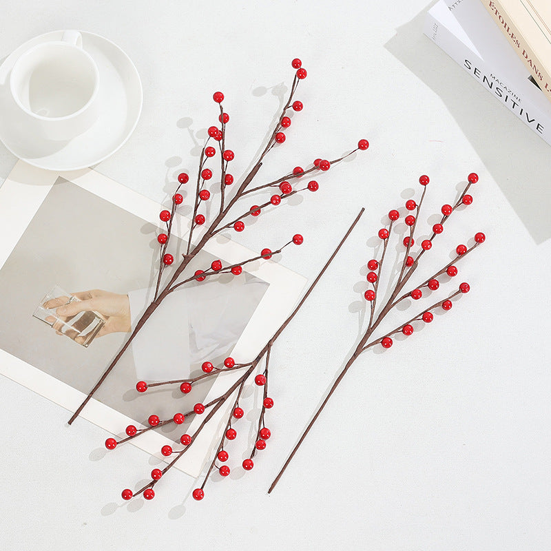 Realistic Red Berry Stems, 15" Faux Winterberry Branches for Holiday Vase Filler, Farmhouse Home Decor, DIY Wreaths & Floral Arrangements