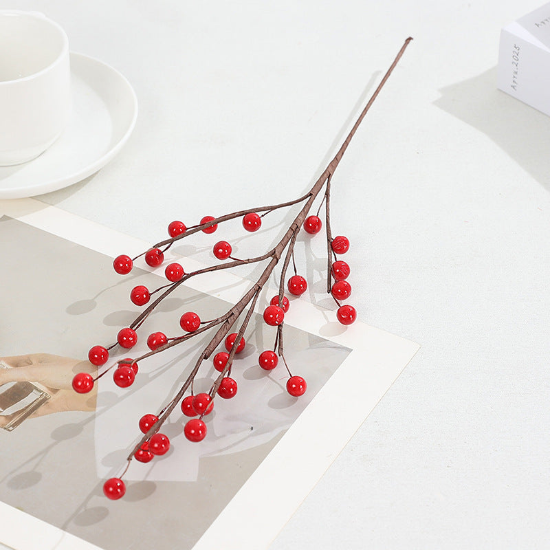 Realistic Red Berry Stems, 15" Faux Winterberry Branches for Holiday Vase Filler, Farmhouse Home Decor, DIY Wreaths & Floral Arrangements
