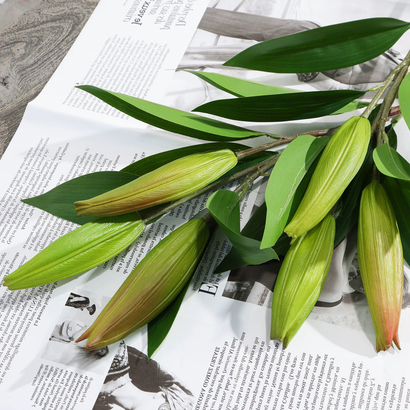 Realistic Faux Lily Flowers, 37" Soft Gel Scented Blooms for Home Decor, Weddings, Events, and DIY Projects
