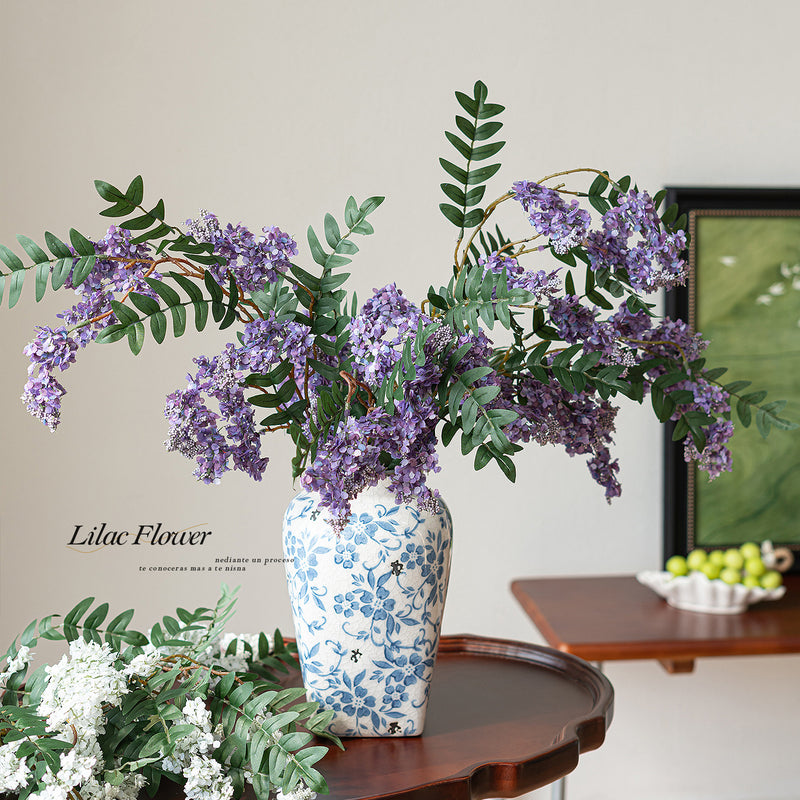 Lifelike 36-Inch Long Stem Faux Lilac, Large Realistic Artificial Flower for Tall Vase, DIY Wedding Bouquet, Farmhouse Home Decor
