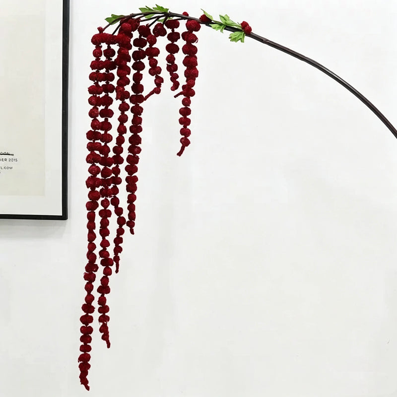 Lifelike 39" Trailing Amaranthus Garland, Artificial Hanging Berry Vine, Realistic Greenery for Tall Vases, Wedding Arches, Wall Decor & DIY Projects